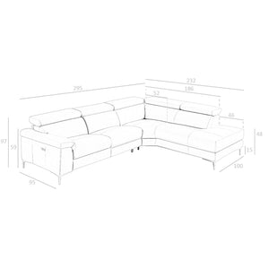 Divano relax con chaise longue destra in pelle grigio scuro