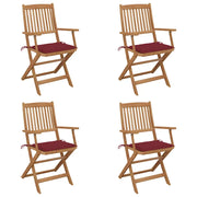 Sedie da Giardino Pieghevoli 4 pz con Cuscini Massello Acacia cod mxl 72071