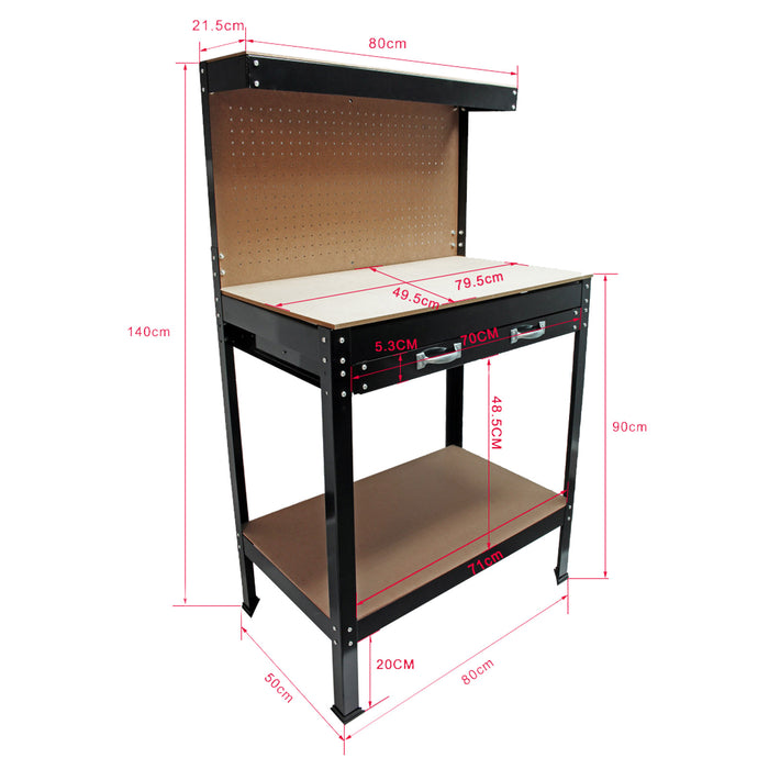 Banco da lavoro 800x500x1400mm Tavolo da officina con parete forata