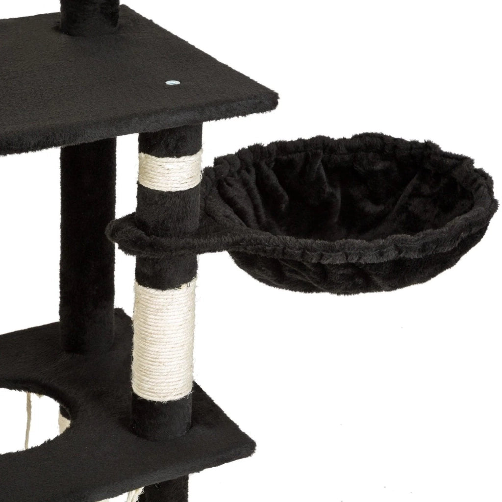 Tiragraffi albero per gatti cuccia per gatti peluche nero 141 cm 08_0000514