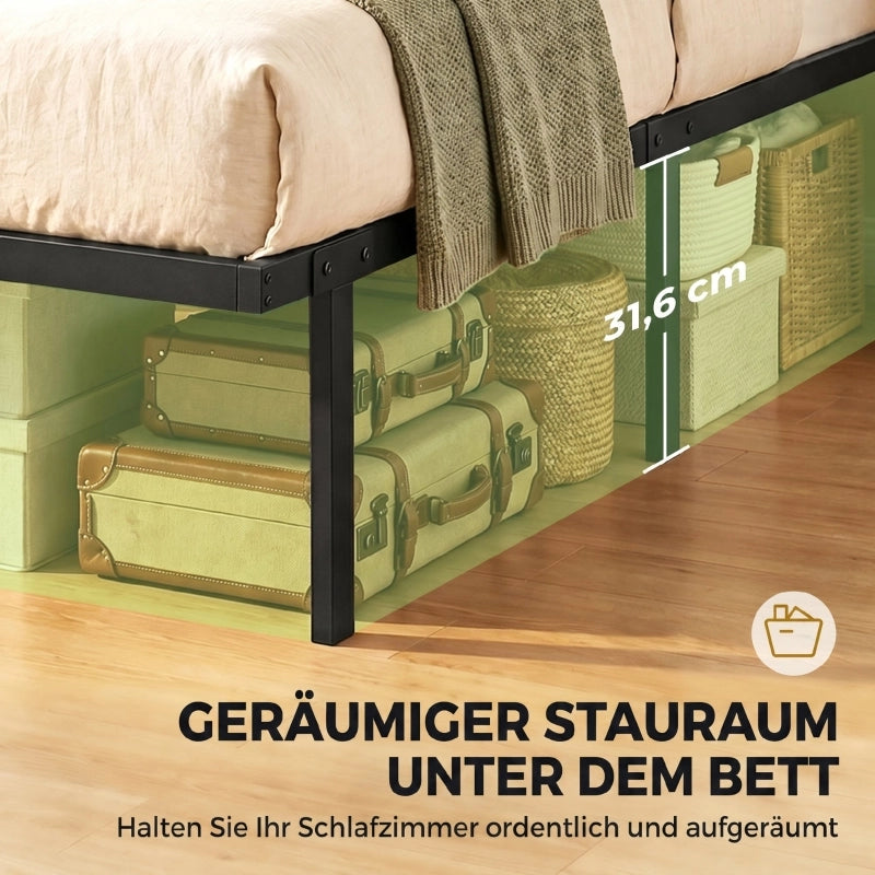 LETTO 90x200 cm in metallo nero con spazio contenitore sotto il letto