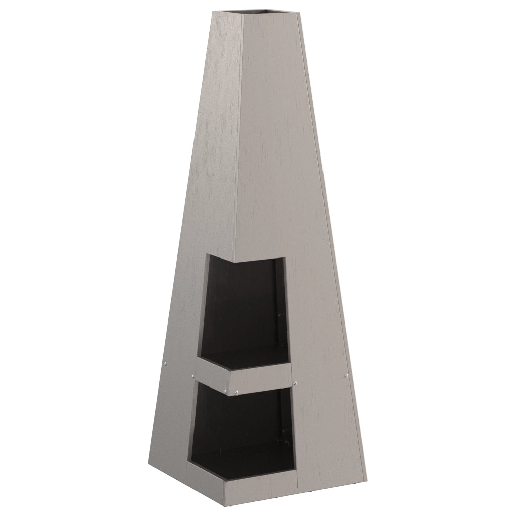 Braciere con Stoccaggio per Legna 35x35x100 cm Acciaio Invecchiato