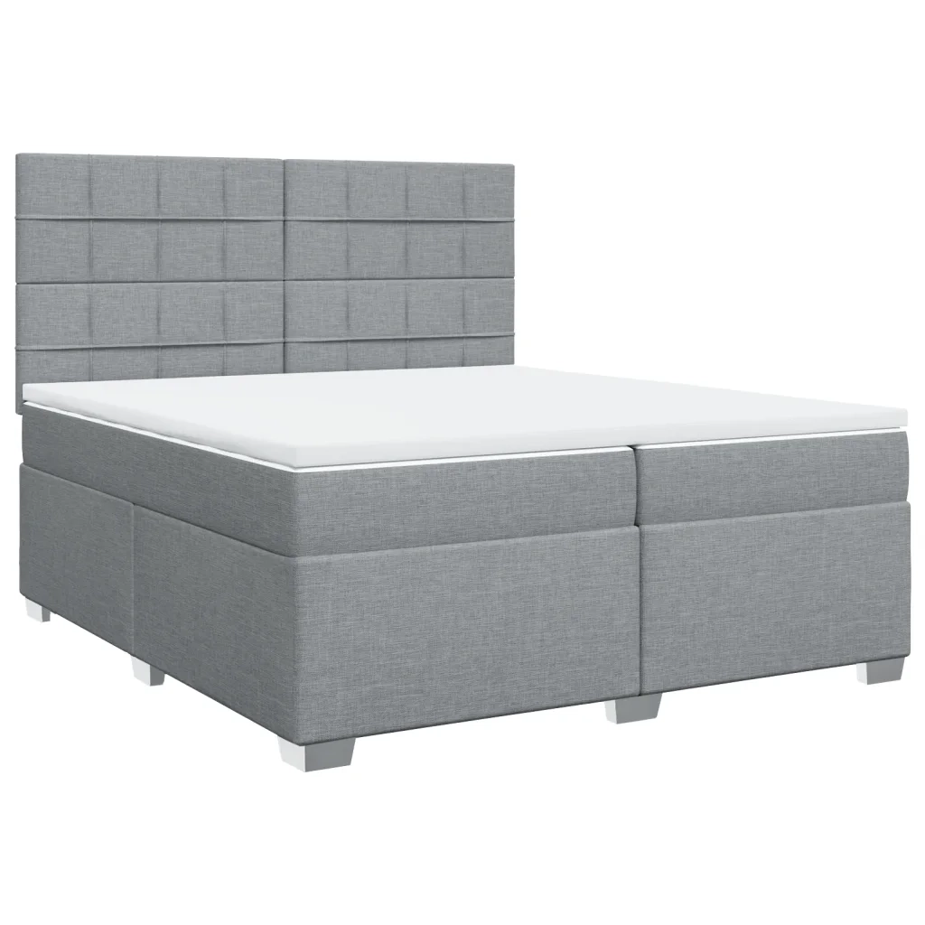 Giroletto a Molle con Materasso Grigio Chiaro 200x200cm Tessuto