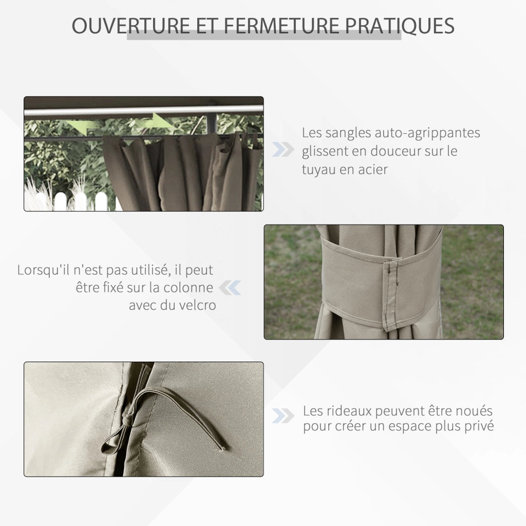 Gazebo per giardino ¨C zephmum ¨C 4x3x2.72 m colore kaki