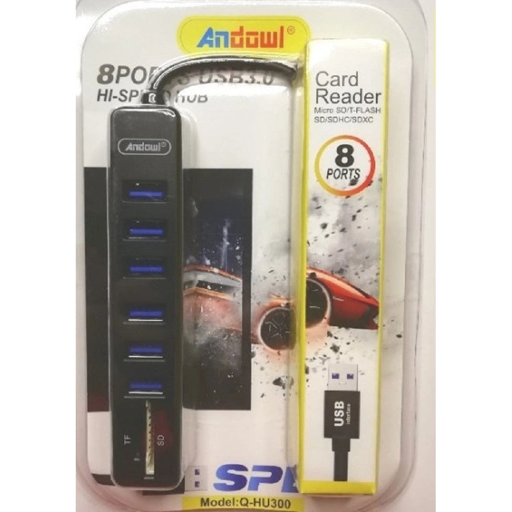 Trade Shop - Hub Usb 3.0 A 8 Porte Con Slot Per Schede Sd Tf Computer Laptop Hi-speed Q-hu300 -