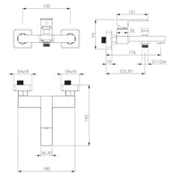 Miscelatore vasca quadrato, completo, cromato