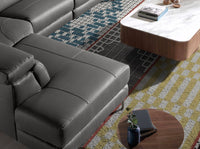 Divano relax con chaise longue sinistra in pelle grigio scuro