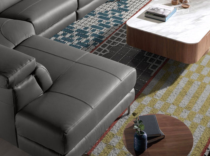 Divano relax con chaise longue sinistra in pelle grigio scuro