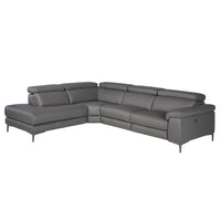 Divano relax con chaise longue sinistra in pelle grigio scuro