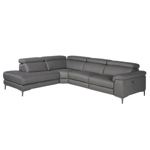 Divano relax con chaise longue sinistra in pelle grigio scuro