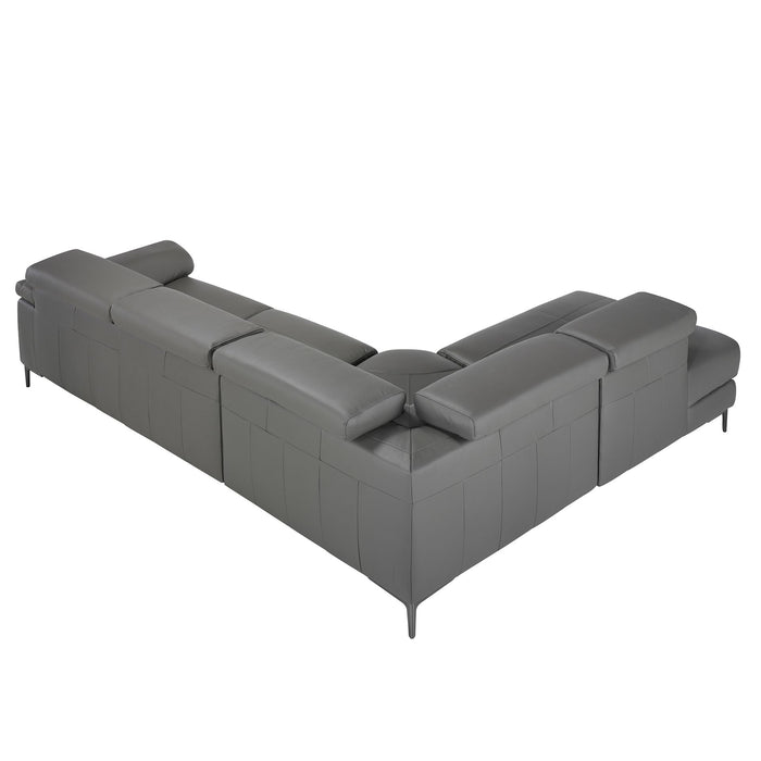 Divano relax con chaise longue sinistra in pelle grigio scuro