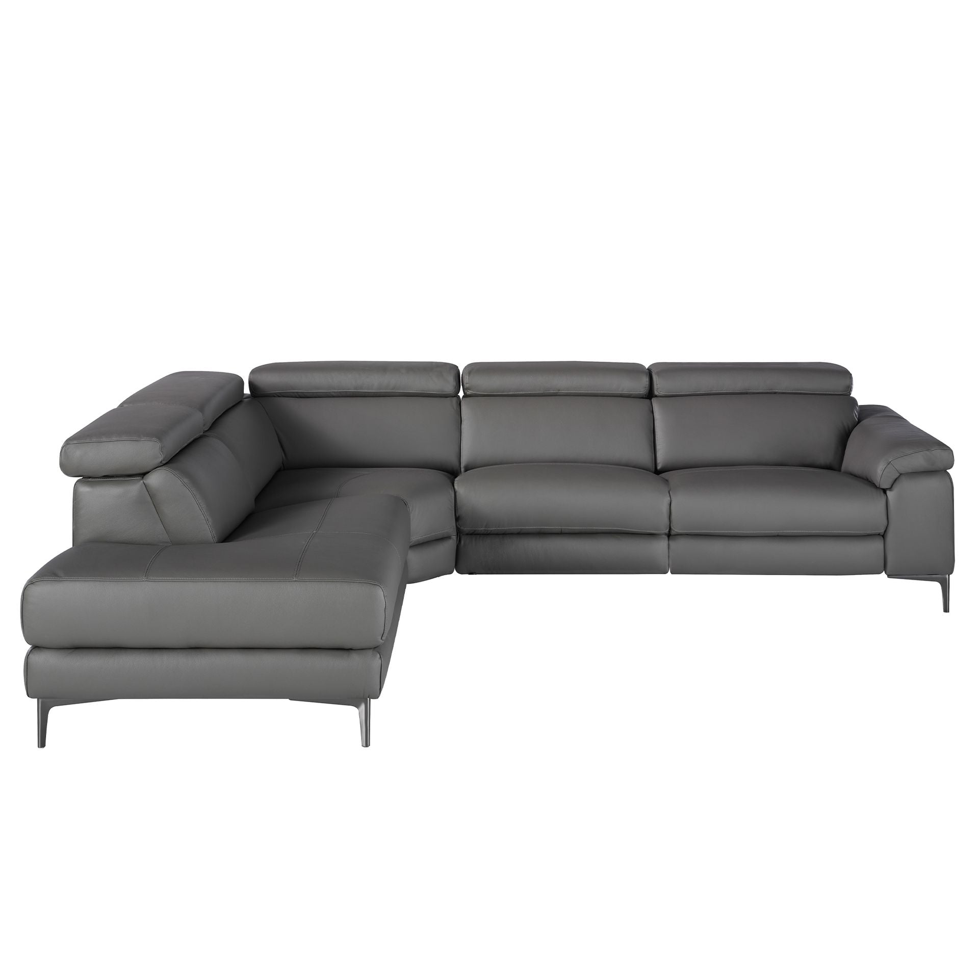 Divano relax con chaise longue sinistra in pelle grigio scuro