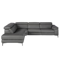 Divano relax con chaise longue sinistra in pelle grigio scuro