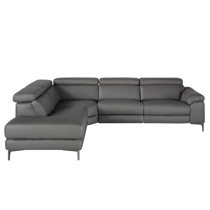 Divano relax con chaise longue sinistra in pelle grigio scuro