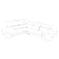 Divano relax con chaise longue sinistra in pelle grigio scuro