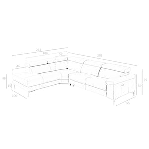 Divano relax con chaise longue sinistra in pelle grigio scuro