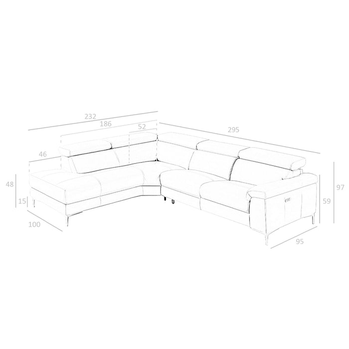 Divano relax con chaise longue sinistra in pelle grigio scuro