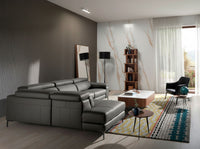 Divano relax con chaise longue sinistra in pelle grigio scuro