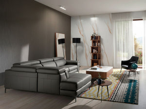 Divano relax con chaise longue sinistra in pelle grigio scuro