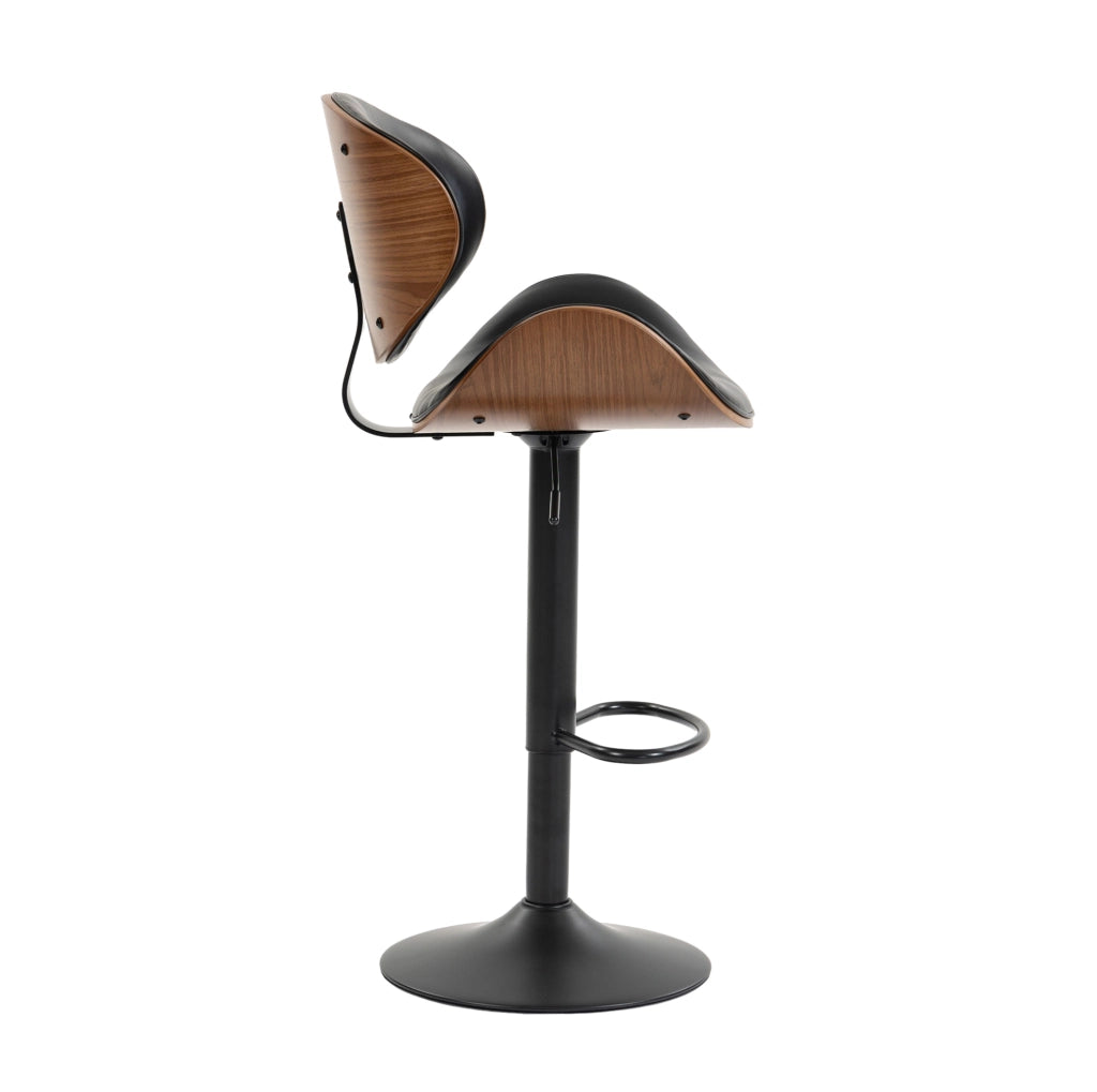 Sgabello da bar girevole e regolabile in altezza in PU nero; schienale ergonomico