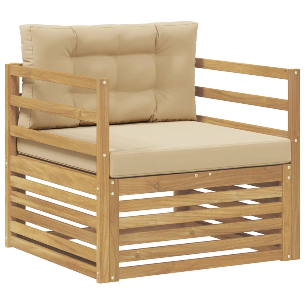 Divano da esterno-Divano da Giardino Bianco e Beige 372977