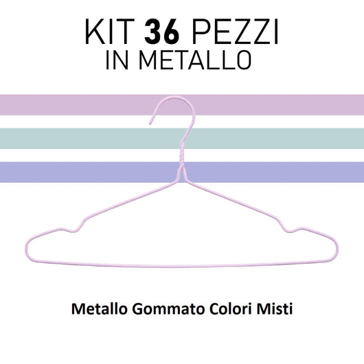Grucce 36pz Appendiabiti Metallo e Silicone Antiscivolo Salvaspazio Giacche Vestiti Pantaloni Camicie
