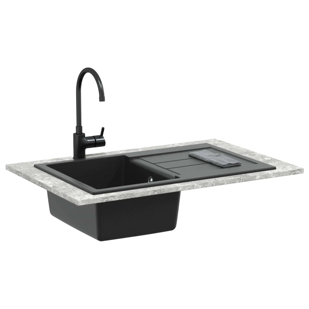 Lavello Nero 780 x 500 mm 80% Quarzo e 20% Resina