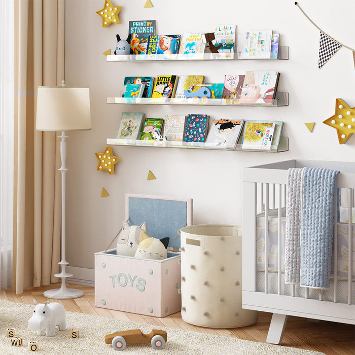 6 x Mensole Acrilico Trasparenti da Parete Scaffali a Muro Organizer  38x10x5 cm