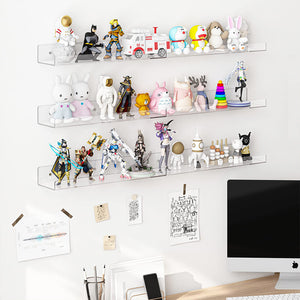 6 x Mensole Acrilico Trasparenti da Parete Scaffali a Muro Organizer  38x10x5 cm