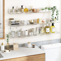 6 x Mensole Acrilico Trasparenti da Parete Scaffali a Muro Organizer  38x10x5 cm