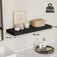 Set 4 Mensole da Parete Nero in Legno Scaffali a Muro Scaffalatura Multiuso