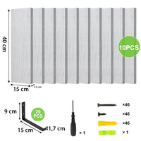 Set 10 Mensole in Legno Grigio da Parete Scaffalatura Muro Salvaspazio 40.5x15cm