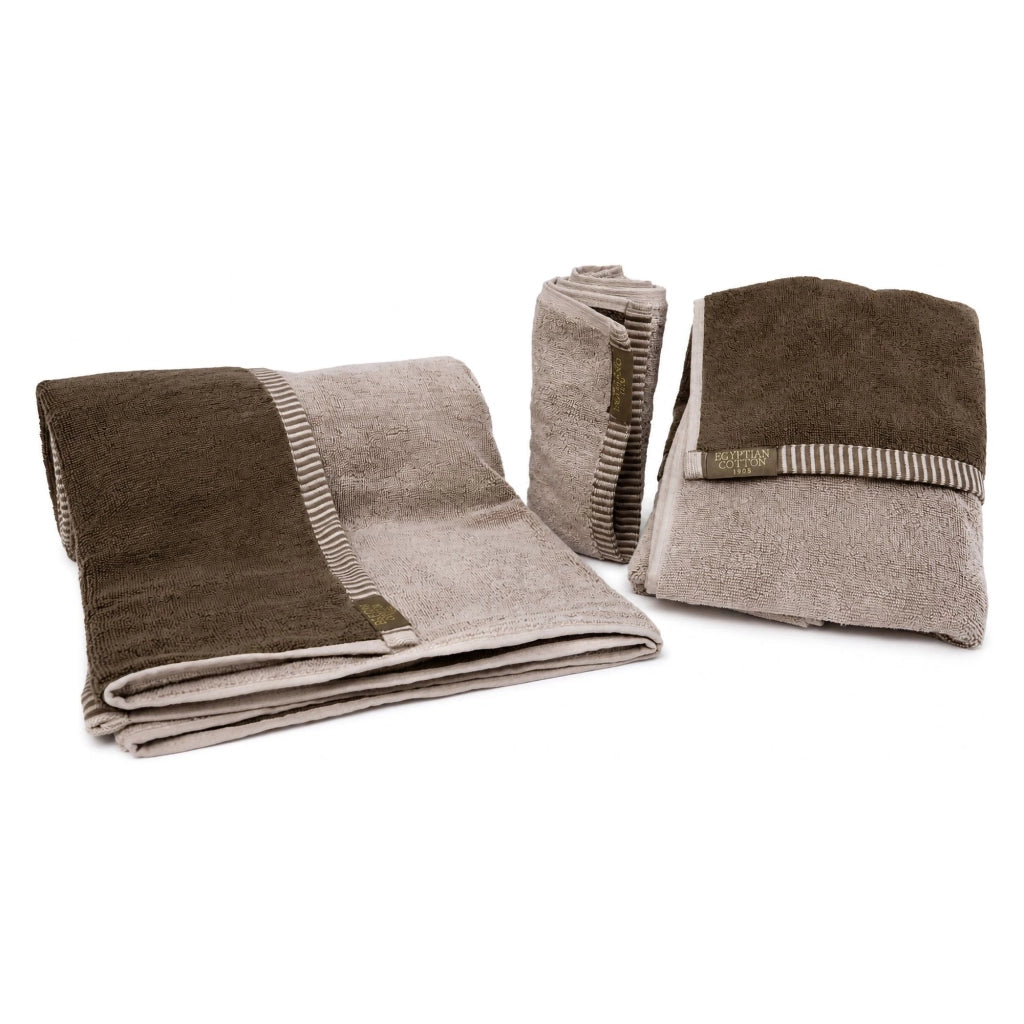 Sazaga, set di Asciugamani 100% Cotone set da 2 Reversibile, Beige Crema