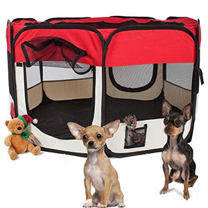 Tenda Box Per Cagnolini Cuccioli Recinto Cuccia Per Piccoli Animali Pop-Up Rossa