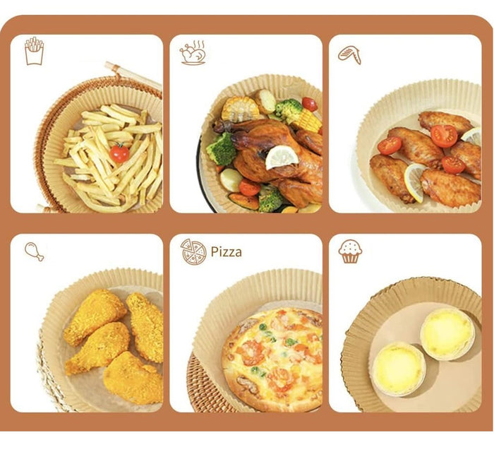 Carta Forno per Friggitrice ad Aria Maxi Scorta 150pz D.20 H4,5cm Biodegradabili