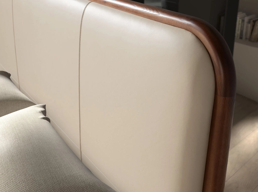 Letto in similpelle color crema