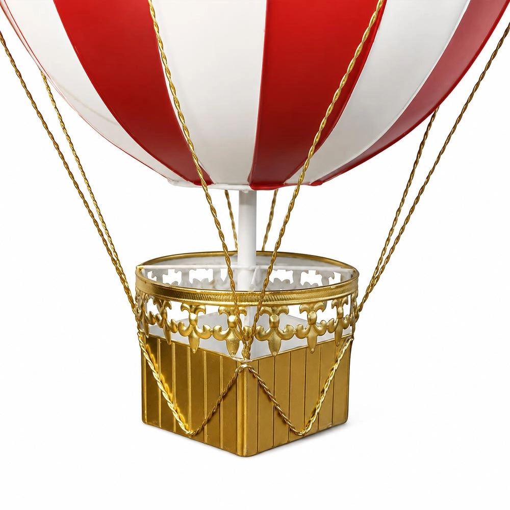 Mongolfiera Decorativa h 55 cm Metallo Rossa e Dorata da Appendere o Appoggiare