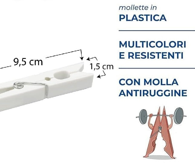 Pinze Bucato Jumbo 120pz In Plastica e Acciaio Resistenti Rosa Maxi scorta