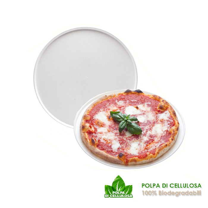 Piatti Monouso Pizza 50pz 32.5 cm 100% Biodegradabili Bianco