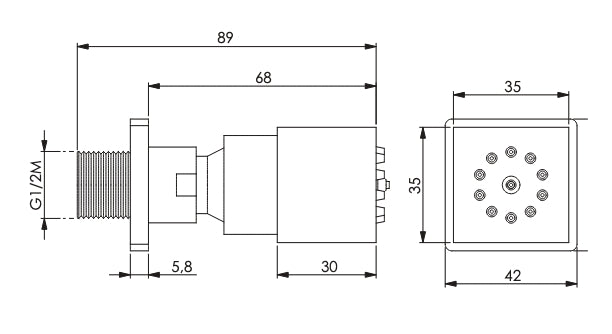 Idrogetto squadrato snodato anticalcare design quadrato