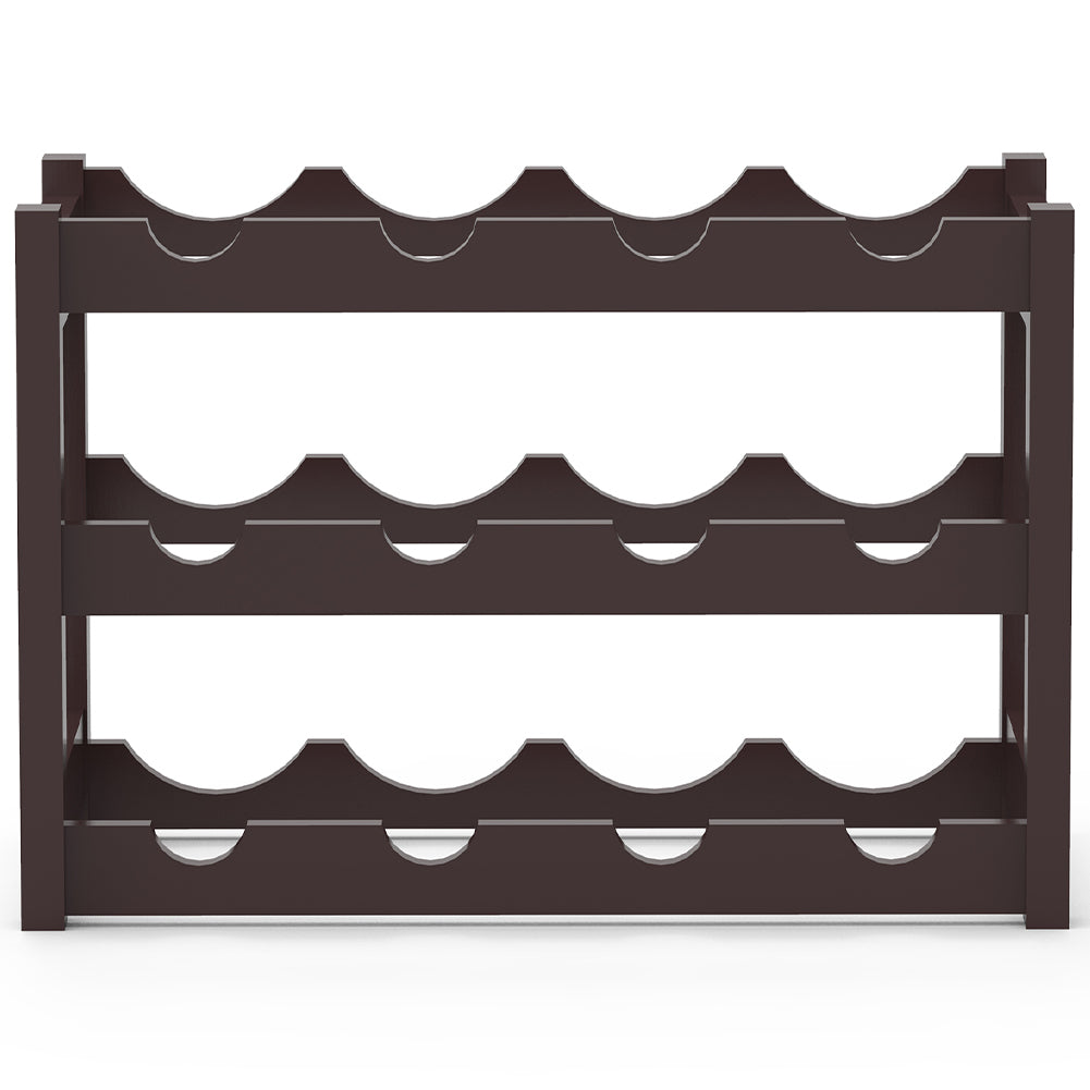 Cantinetta Portavino in Legno Bambù Noce con 12 Scomparti Bar Portabottiglie