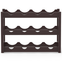 Cantinetta Portavino in Legno Bambù Noce con 12 Scomparti Bar Portabottiglie