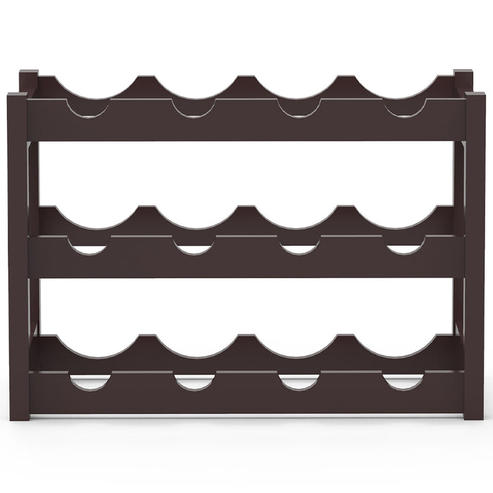 Cantinetta Portavino in Legno Bambù Noce con 12 Scomparti Bar Portabottiglie