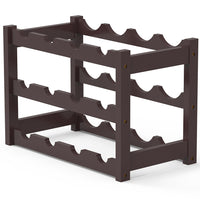 Cantinetta Portavino in Legno Bambù Noce con 12 Scomparti Bar Portabottiglie