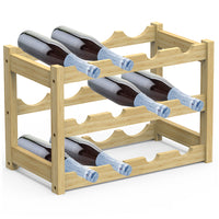 Cantinetta Portavino in Legno Bambù Naturale con 12 Scomparti Bar Portabottiglie