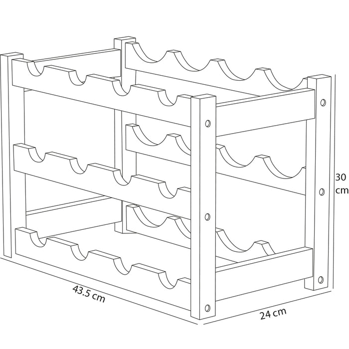 Cantinetta Portavino in Legno Bambù Naturale con 12 Scomparti Bar Portabottiglie