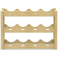 Cantinetta Portavino in Legno Bambù Naturale con 12 Scomparti Bar Portabottiglie