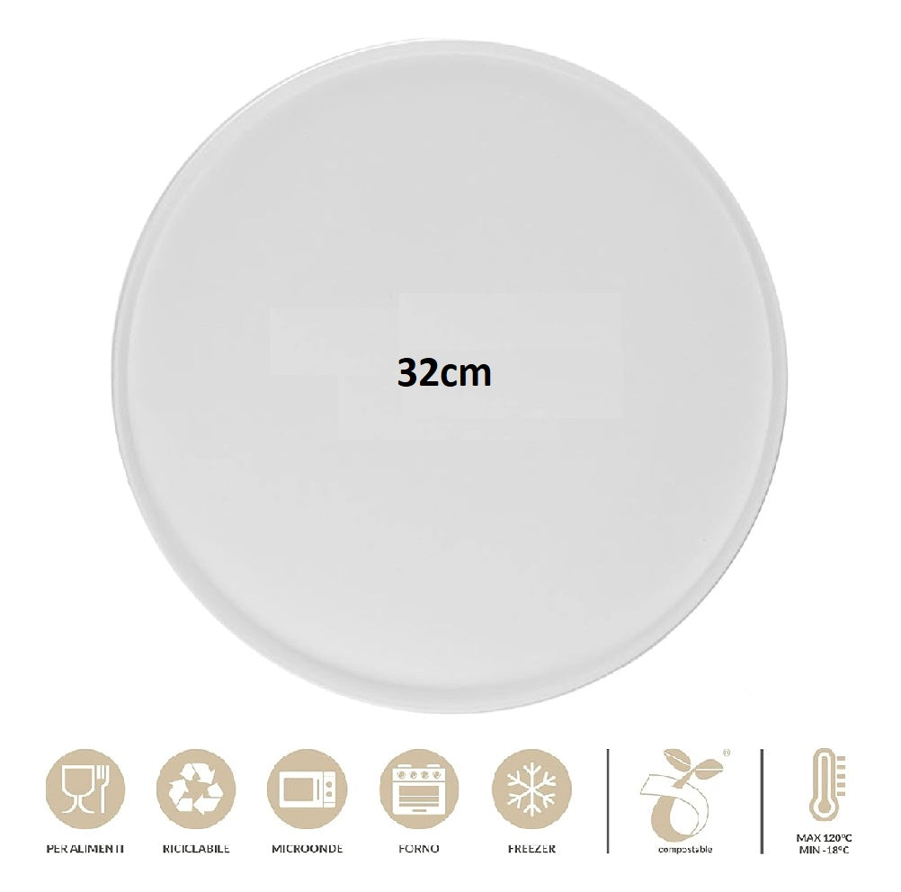 Piatti Monouso Pizza 50pz 32.5 cm 100% Biodegradabili Bianco