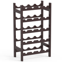 Cantinetta Portavino in Legno Bambù Noce con 20 Scomparti Bar Portabottiglie