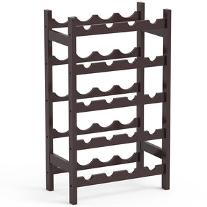 Cantinetta Portavino in Legno Bambù Noce con 20 Scomparti Bar Portabottiglie